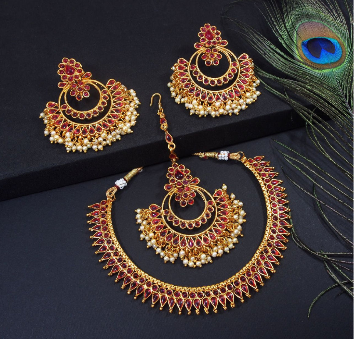 Royal Ruby Elegance Necklace & Earring Set