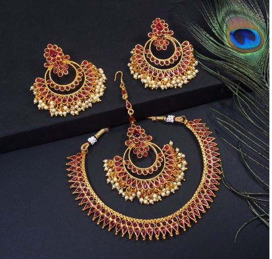 Royal Ruby Elegance Necklace & Earring Set